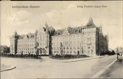 Ak Bautzen in der Oberlausitz, Justizgebäude am König Friedrich August Platz