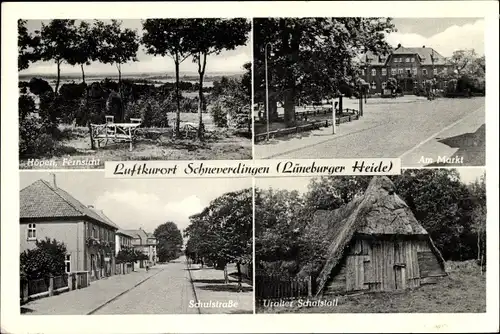 Ak Schneverdingen Lüneburger Heide, Markt, alter Schafstall, Schulstraße, Höpen, Fernsicht