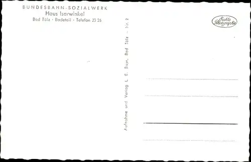 Ak Bad Tölz in Oberbayern, Bundesbahn-Sozialwerk, Haus Isarwinkel, Speisesaal