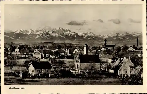 Ak Weilheim Oberbayern, Panorama