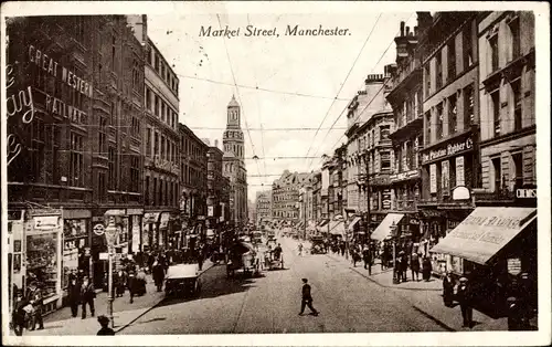 Ak Manchester North West England, Market Street, Great Western Railway Building