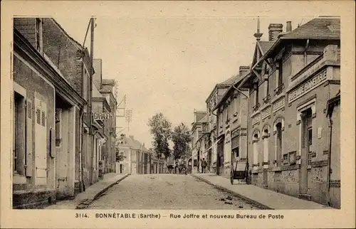 Ak Bonnétable Sarthe, Rue Joffre et nouveau Bureau de Poste