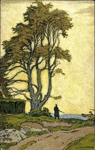 Künstler Ak Schlatter, E. E., Vacherie Lintz pres de Villars, Landschaft, Pro Juventute