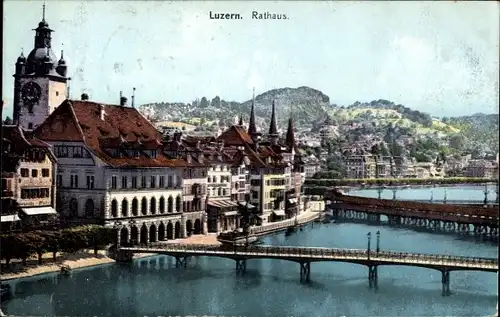 Ak Luzern Stadt Schweiz, Rathaus