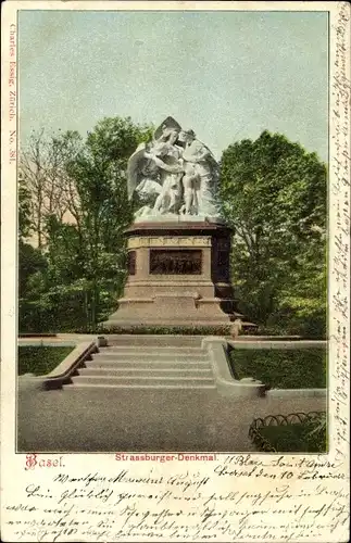 Ak Bâle Basel Stadt Schweiz, Strassburger-Denkmal