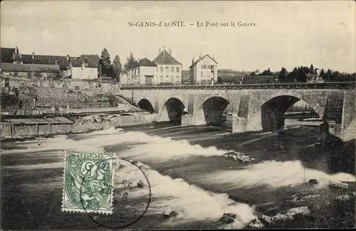 Ak Saint Genis d'Aoste Savoie, Le Pont sur le Guiers