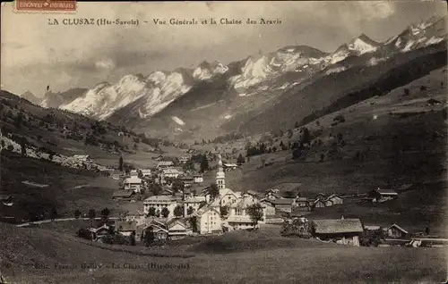 Ak La Clusaz Haute Savoie, Vue générale et la Caine des Aravis