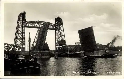 Ak Rotterdam Südholland Niederlande, Hefbrug en Koninginnebrug