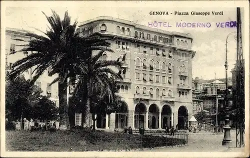 Ak Genova Genua Liguria, Piazza Giuseppe Verdi