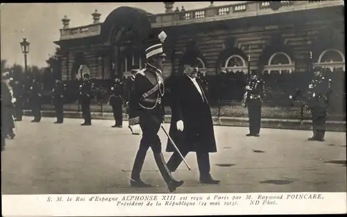 Ak Paris, König Alfons XIII von Spanien, Raymond Poincaré
