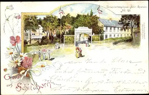 Litho Berlin Wilmersdorf Grunewald Schildhorn, Wirtshaus Schildhorn
