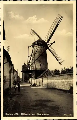 Ak Xanten am Niederrhein, Windmühle an der Stadtmauer