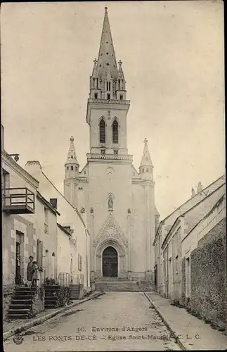 Ak Les Ponts de Cé Maine et Loire, Eglise Saint Maurille