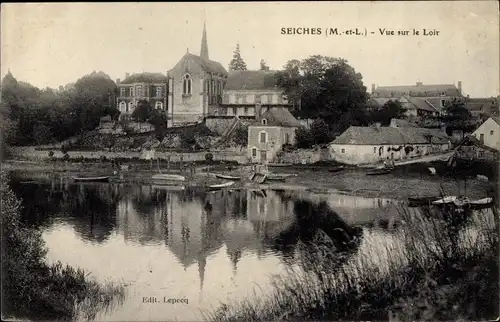 Ak Seiches Maine et Loire, Vue sur le Loir