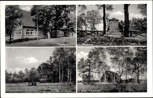 Ak Lünzen Schneverdingen in Niedersachsen, Gasthof Otto, Schafstall, Denkmal, Kriegerdenkmal