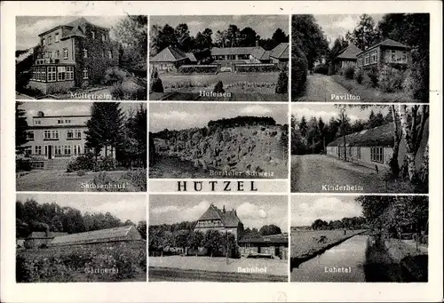 Ak Hützel Bispingen im Heidekreis, Pavillon, Kinderheim, Luhetal, Bahnhof, Mütterheim, Sachsenhaus