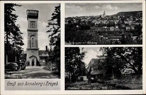 Ak Annaberg Buchholz Erzgebirge, Pöhlbergturm, Frohnauer Hammer, Teilansicht