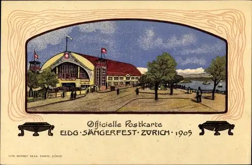Passepartout Ak Zürich Stadt Schweiz, Eidgenössisches Sängerfest 1905, Festhalle
