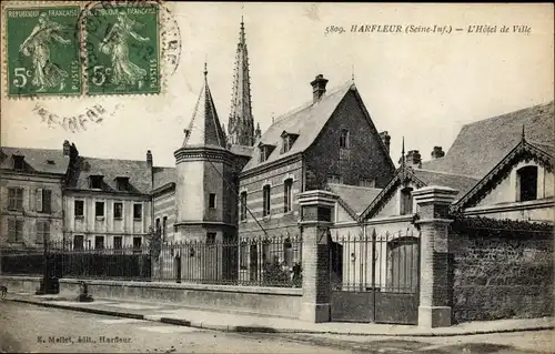 Ak Harfleur Seine-Maritime, L'Hotel de Ville