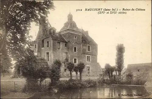 Ak Haucourt Seine Maritime, Ruines du Chateau