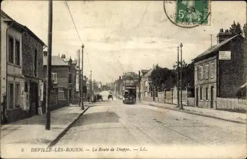 Ak Déville lès Rouen Seine Maritime, La Route de Dieppe