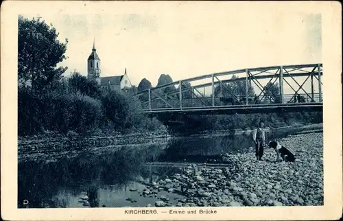 Ak Kirchberg Kanton Bern, Emme und Brücke