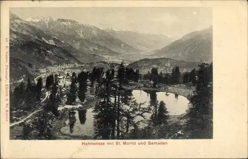 Ak Sankt Moritz Kanton Graubünden, Hahnensee mit Samaden