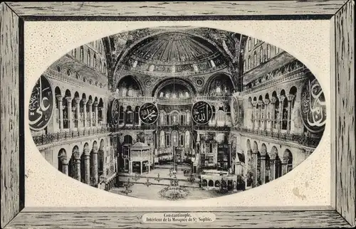 Passepartout Ak Konstantinopel Istanbul Türkei, Interieur de la Mosquee Ste Sophie