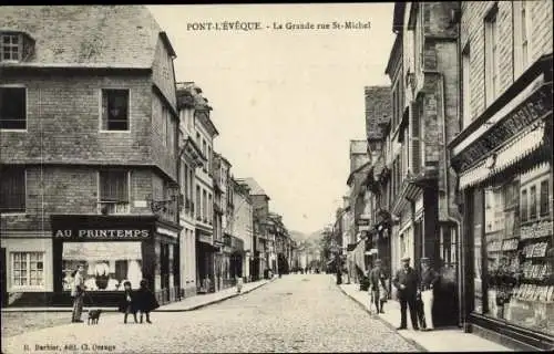 Ak Pont l Eveque Calvados, La Grande rue Saint Michel