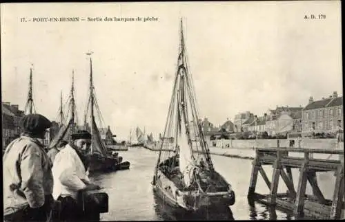 Ak Port en Bessin Calvados, Sortie des barques de peche