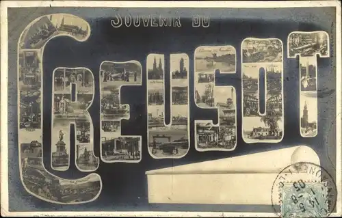 Buchstaben Ak Le Creusot Saône et Loire, Stadtbilder, Souvenir