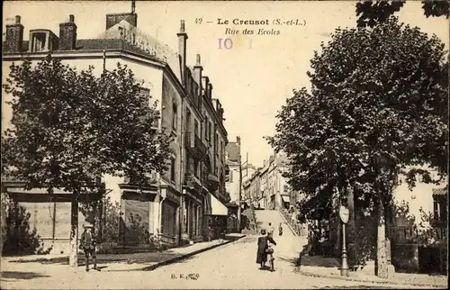 Ak Le Creusot Saône et Loire, Rue des Ecoles