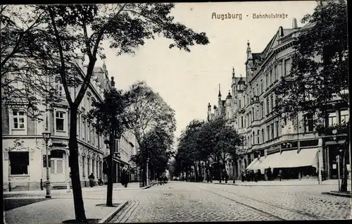 Ak Augsburg in Schwaben, Bahnhofstraße