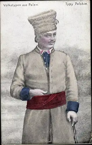 Ak Junger Mann in polnischer Tracht, Portrait