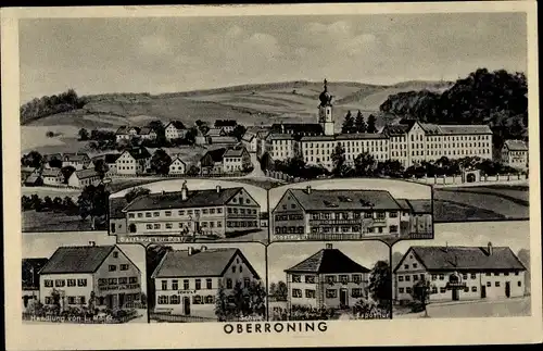 Künstler Ak Oberroning Rottenburg an der Laaber, Ortsansichten, Schule, Handlung L. Maler, Gasthaus