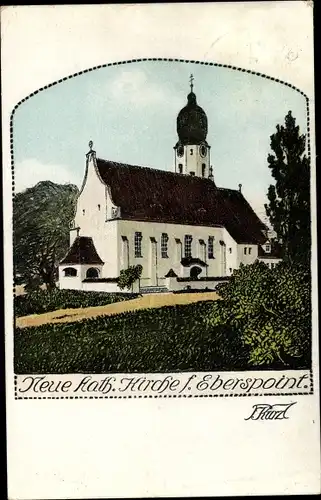 Künstler Ak Eberspoint Velden an der Vils Niederbayern, Neue katholische Kirche