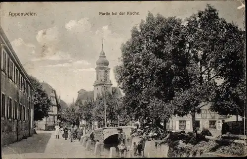 Ak Appenweier in Baden Schwarzwald, Partie an der Kirche, Kinder