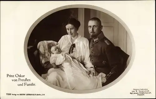 Ak Prinz Oskar von Preußen und Familie