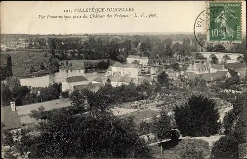 Ak Villeveque Soucelles Maine et Loire, Vue Panoramique prise du Chateau des Eveques