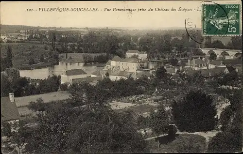 Ak Villeveque Soucelles Maine et Loire, Vue Panoramique prise du Chateau des Eveques