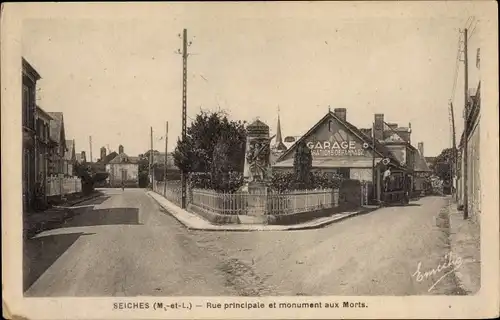 Ak Seiches Maine et Loire, Rue Principale