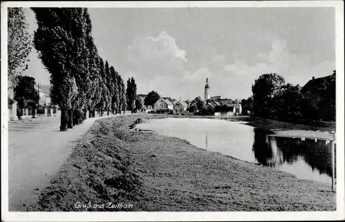 Ak Zeithain in Sachsen, Wasserpartie, Gesamtansicht