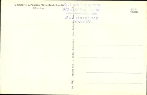 Ak Bad Harzburg am Harz, Gaststätte und Pension Marienteich-Baude, Außenansicht