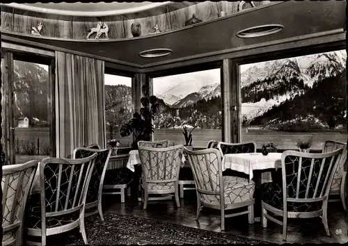 Ak Bad Hindelang im Oberallgäu, Cafe und Gästehaus Bei Gustl, Innenansicht