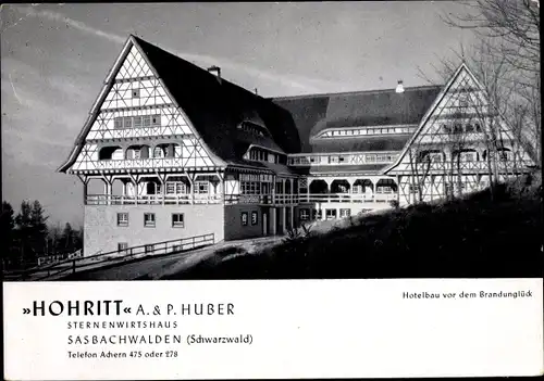 Ak Sasbachwalden im Schwarzwald, Sternenwirtshaus Hohritt, A. & P. Huber