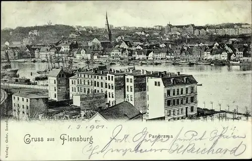 Ak Flensburg in Schleswig Holstein, Panorama der Stadt