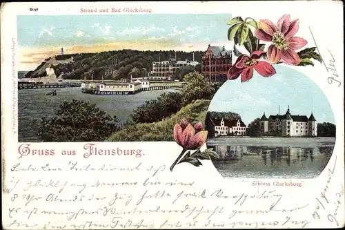 Ak Flensburg in Schleswig Holstein, Schloss Glücksburg, Strand