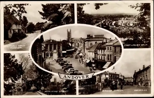 Ak Andover Hampshire England, Bridge Street, High Street, From Ladies Walk