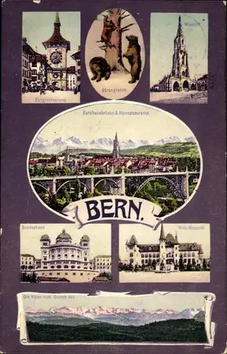 Ak Bern Stadt, Bundeshaus, Historisches Museum, Münster, Bärengraben