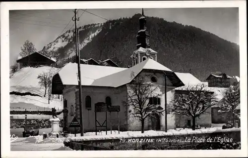 Ak Morzine Haute Savoie, Place et Eglise